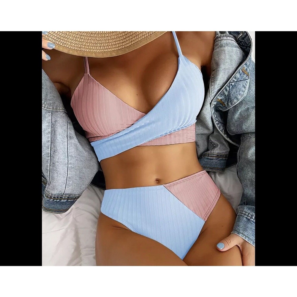 Women high waisted bikini wrap top and matching bottoms Sz. Med sexy beachwear